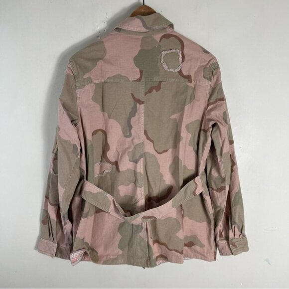 Anthropologie Lida Pink Camo Utility Jacket Size Medium Camouflage Coat Military - Picture 5 of 13
